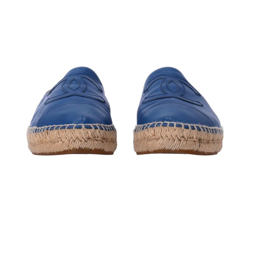 Chanel CC Espadrille Flats in Blue Lambskin Leather - Picture 2 of 12